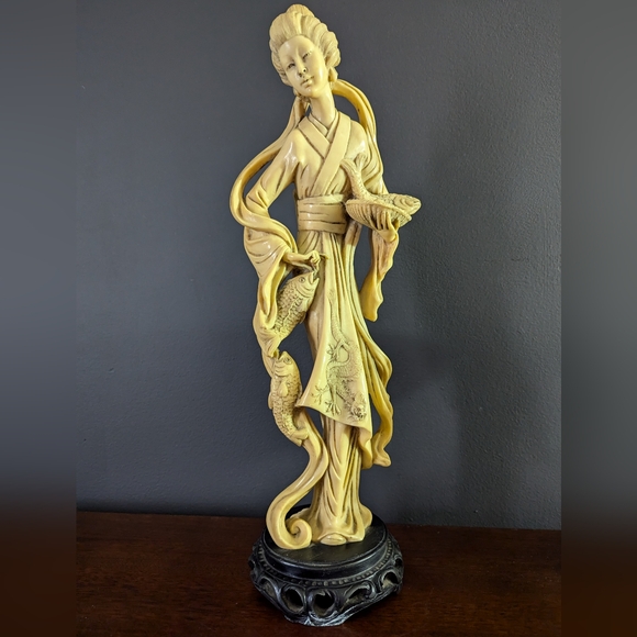 Santini | Art | Antique Geisha Statue Asian Woman Fish Statue A Santini ...